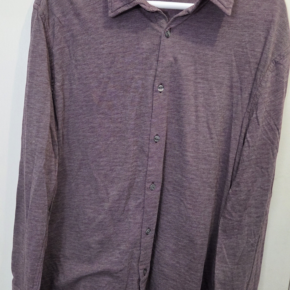 DKNY Men's Casual Button-Down Shirt in Plum Heather